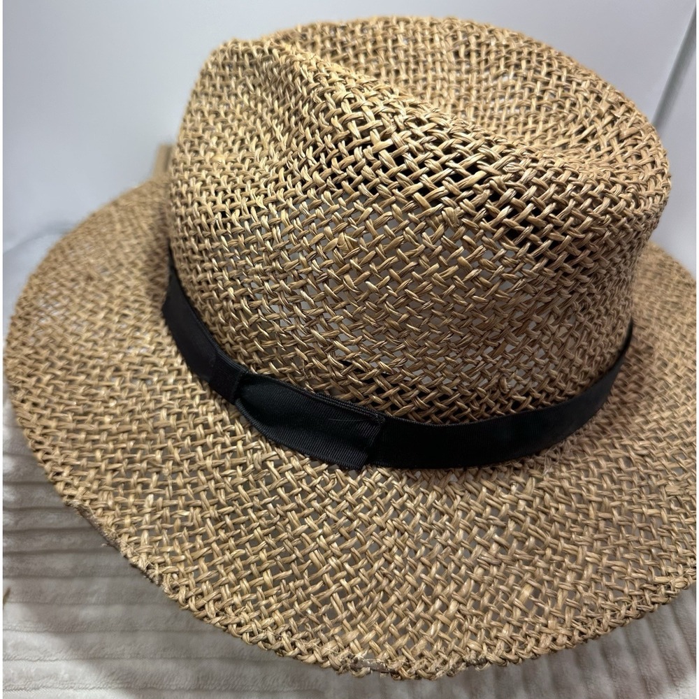 VTG Stetson Straw Panama Fedora Hat Size Large 7 1/4" -7 3/8" Pre-Owned